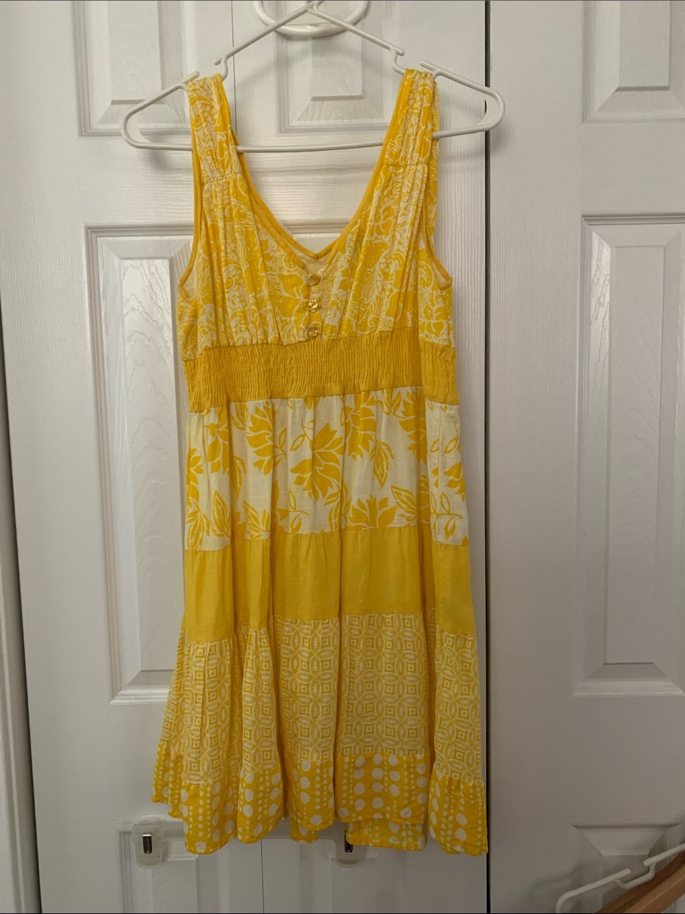 Yellow Floral Tiered Sundress - Women's Dress